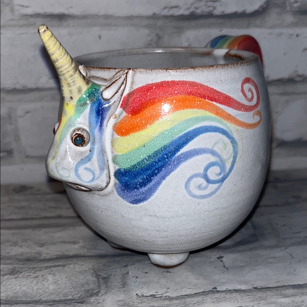 Mudworks Rainbow Unicorn pottery 16 oz coffee Mug handmade pride